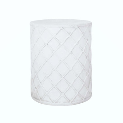 Stylish Lightweight Concrete Side Table With Nautical Diamond Rope Pattern, Perfect For Indoor And Outdoor Use
