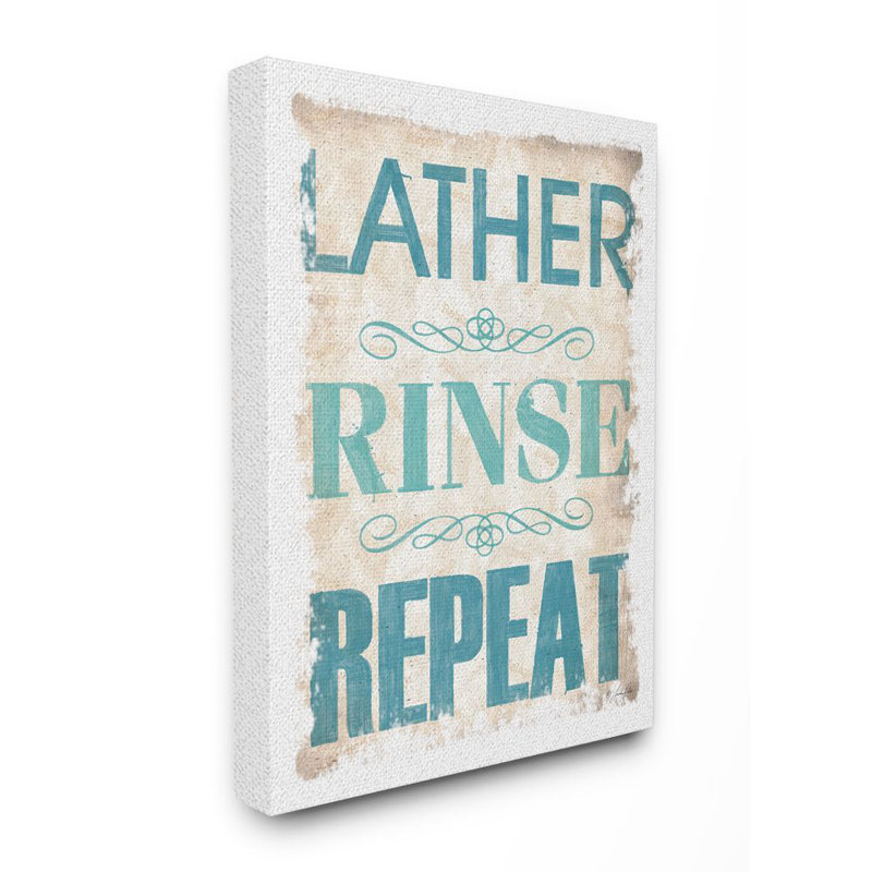 «Lather Rinse Répétition» par Lauren Rader - reproduction d'art textuel, Toile tendue, H 30 po x l 24 po