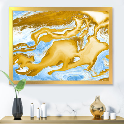 Vagues de marbre bleues et dorées - Peinture sur toile