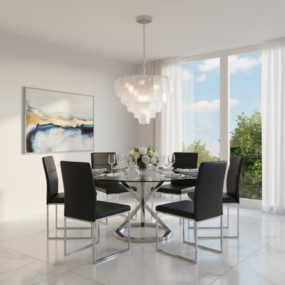 Bianca - Chandelier - Polished Nickel - Piastra Type Glassware