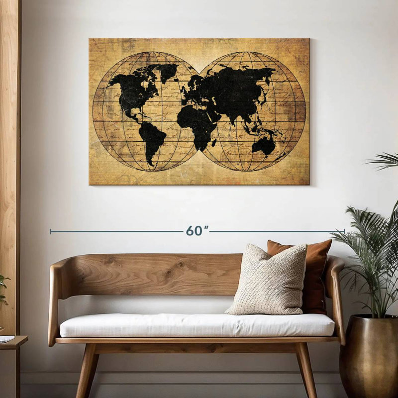 Carte du monde Aliaz Old Globe, H 30 po x l 45 po