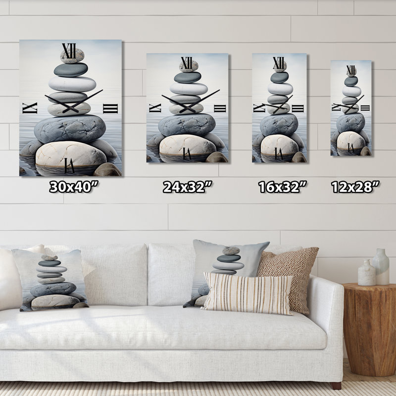 Beach Harmony Balance II - Horloge murale abstraite surdimensionnée, Très grand