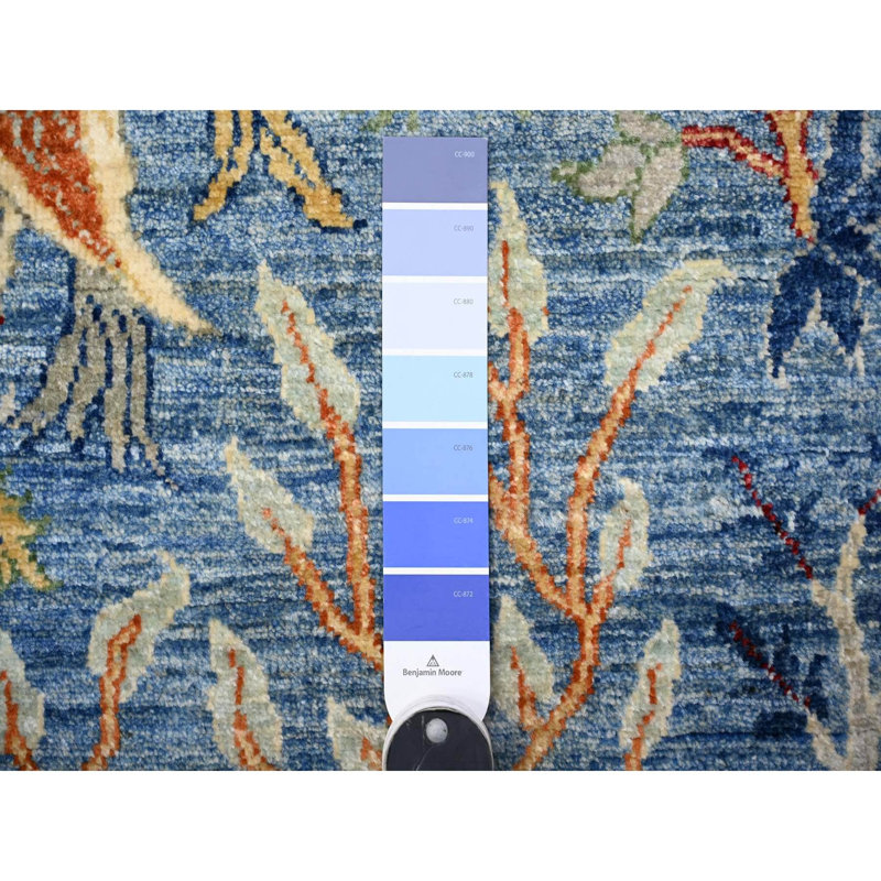 Tapis en laine biologique noué à la main afghane bleu acier 5 pi x 6 pi 4 po CDE3489224894A419A6A7D99660FCE5