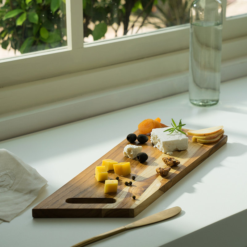 Handmade Teak Wood Cheese/Bread Board Rectangle-17X7"