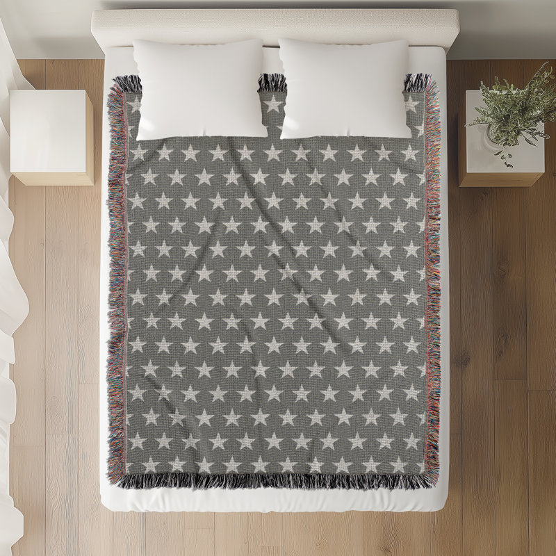 Stella Cotton Blend Blanket Throw, Gray/Off White, 80" L x 60" W