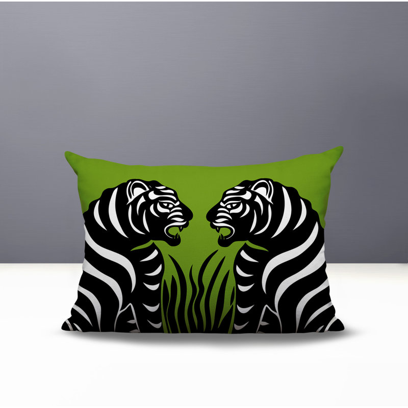 Oreiller rectangulaire réversible intérieur / extérieur Pulo Tiger, H 20 po x l 14 po, Chartreuse