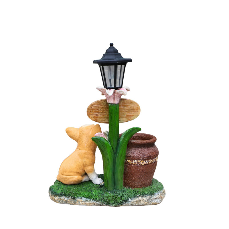Statue de planteur de chien carlin assis