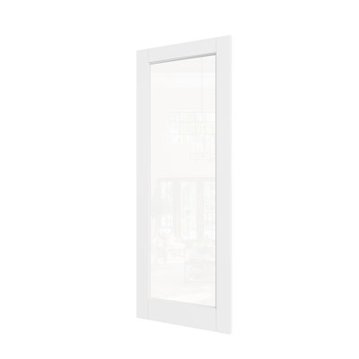 Porte pleine de verre 24 x 80, panneau vitré transparent, entièrement vitrée avec panneau plein, apprêté, porte de garde-manger, porte de chambre, porte de chambre, porte de placard