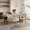 49.5cm H Luxury Fabric Upholstered Dining Chair with Wooden Legs
