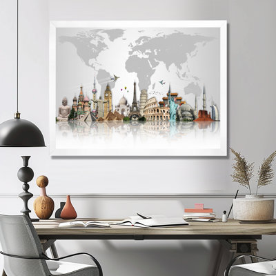 Famous Monuments Across World Graphic Art Print
