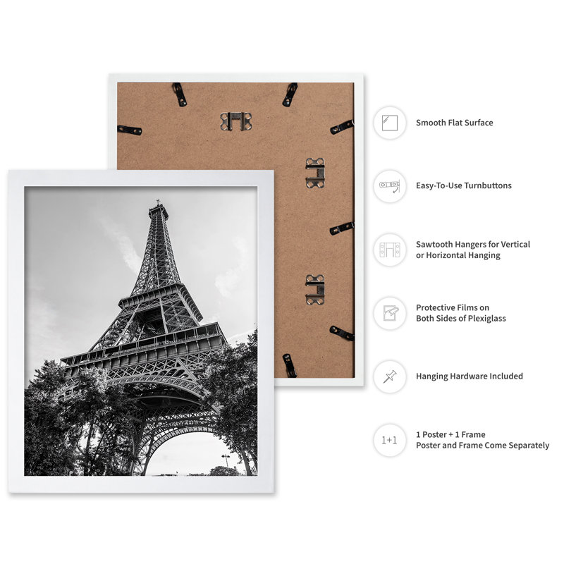 Tour Eiffel No1, Affiche, H 24 po x l 32 po, Encadrement blanc