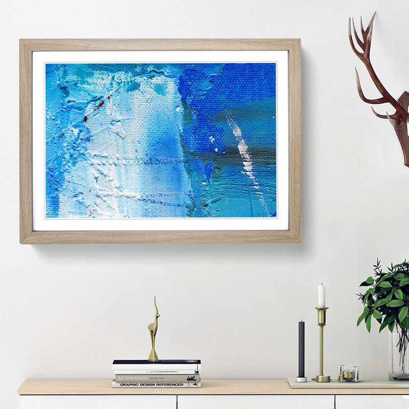 Abstract Art Painting Vol.307 by S.Johnson - Picture Frame Painting Print, 27cm H x 36cm W x 2cm D, Oak Framed
