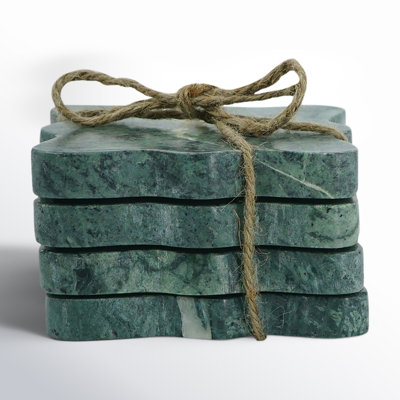 Marble Coasters - Set of 4 - Teal with Jute String