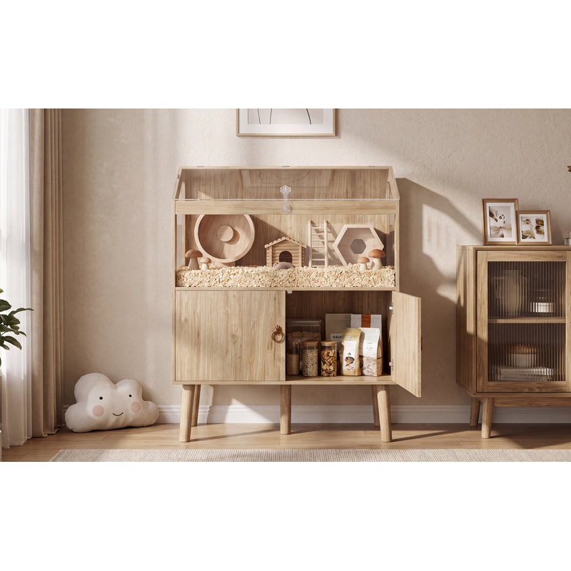 Grande cage pour petits animaux, armoire de rangement en bois