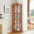 Corner Lighted Curio Cabinet Corner Glass Cabinet Lighted Curio Cabinet Corner Display Case For Living Room, Curio Cabinet, Antique Collection, Wine,Bar Glass Storage Light Included,Dark Oak-1131779745-1131779746