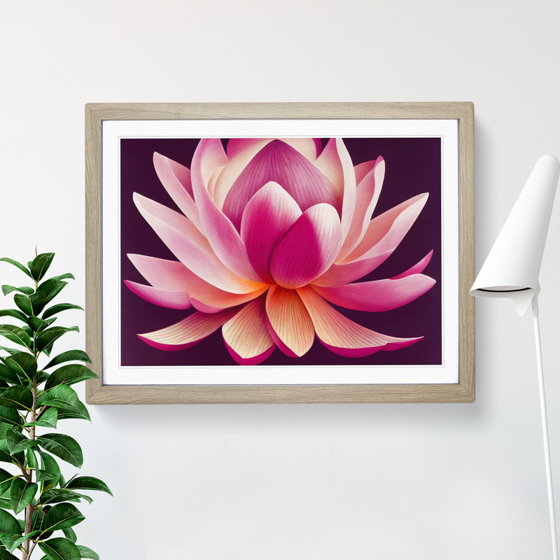 Beguiling Lotus Flower - Single Picture Frame Print, 34cm H x 46cm W x 2cm D, Oak Frame