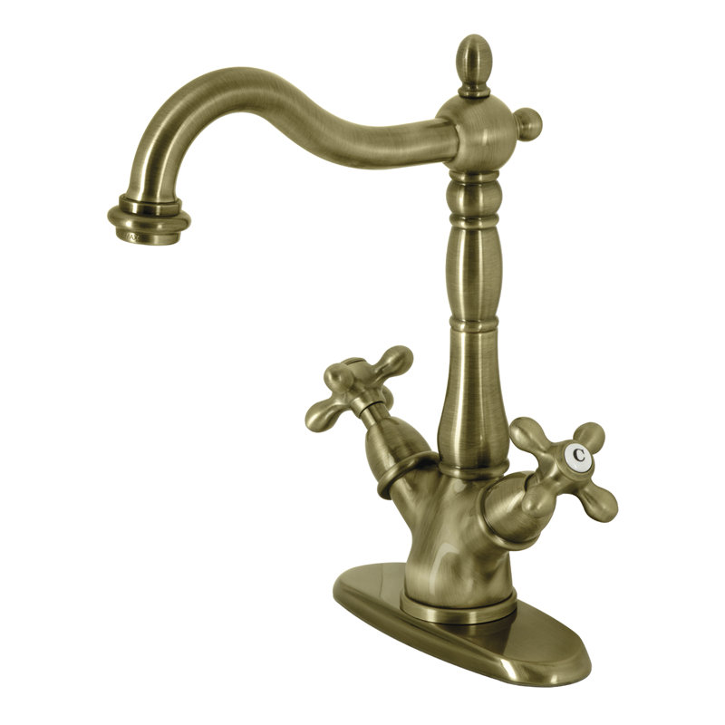 Kingston Brass Heritage Two-Handle 1-or-3 Hole Deck Mount Vessel Faucet, Vintage Brass