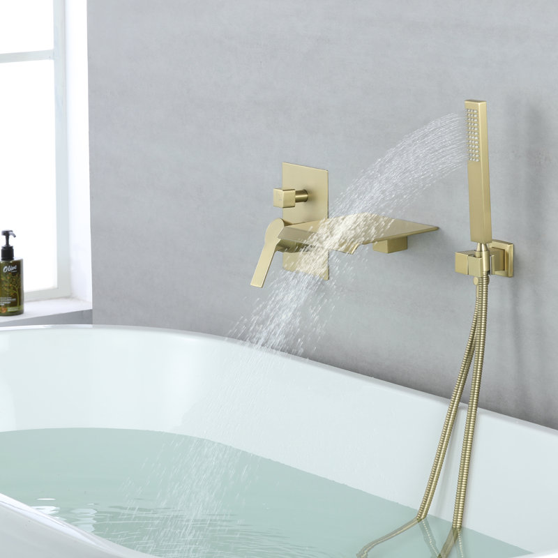 Système de douche à 2 fonctions avec douchette et bec de baignoire, Or brossé
