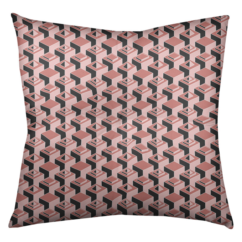 Coussin de sol classique de gratte-ciels, 26 po x 26 po, Rouge/noir
