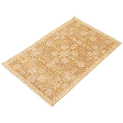 Tapis unique en laine noué à la main de style Oushak brun de 18 pi x 6 pi 1 po nouvel âge