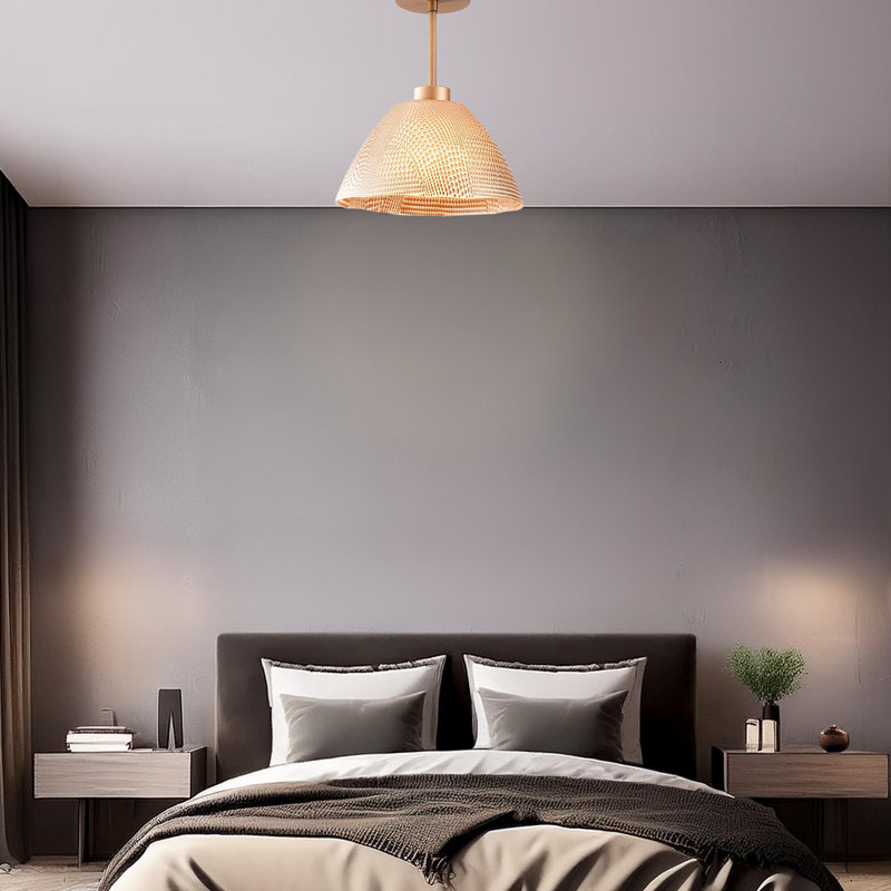 Metal Body Semi Flush Mount With Glass Cap, Copper