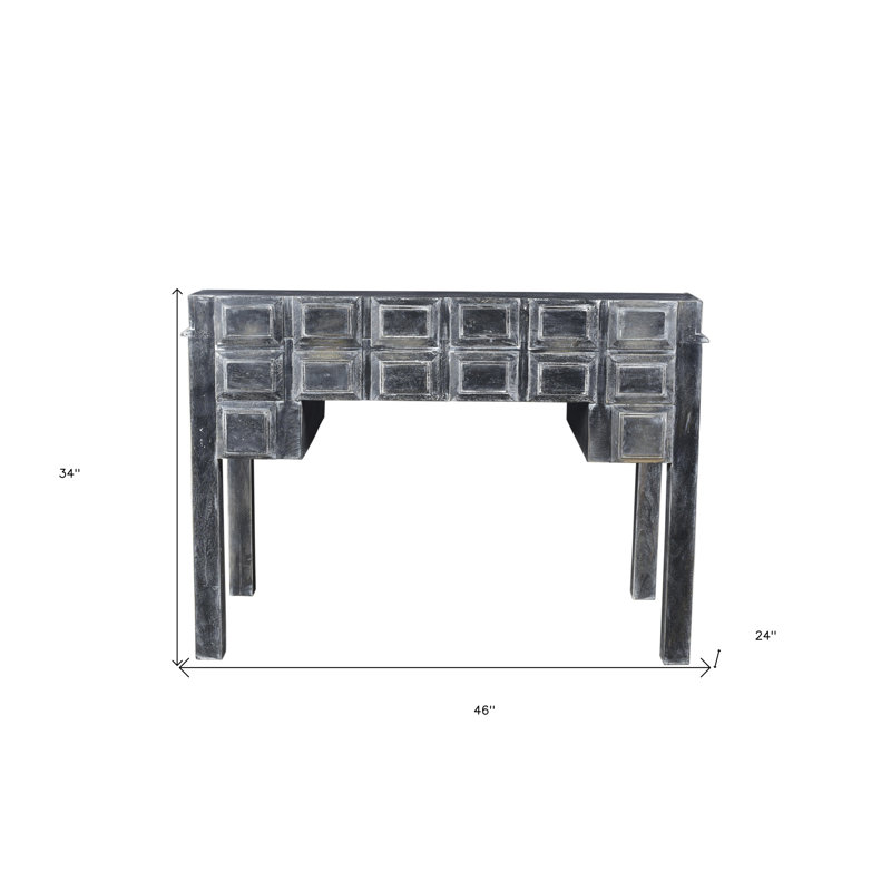 Bureau 46 po en bois massif noir avec sept tiroirs