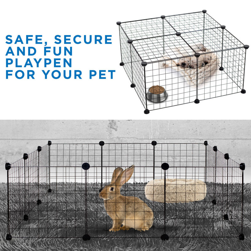 Foldable Black Metal Wire Small Animal Playpen