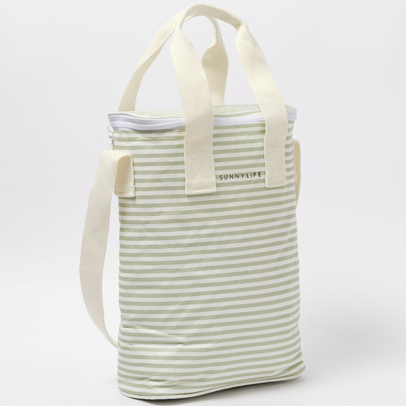 Glacière légère: sac à boissons - rayure sauge de mer