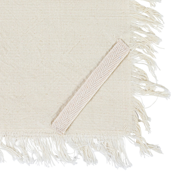 Large Woven Cotton Tea Towel with Stripes and Fringe Design for Kitchen
