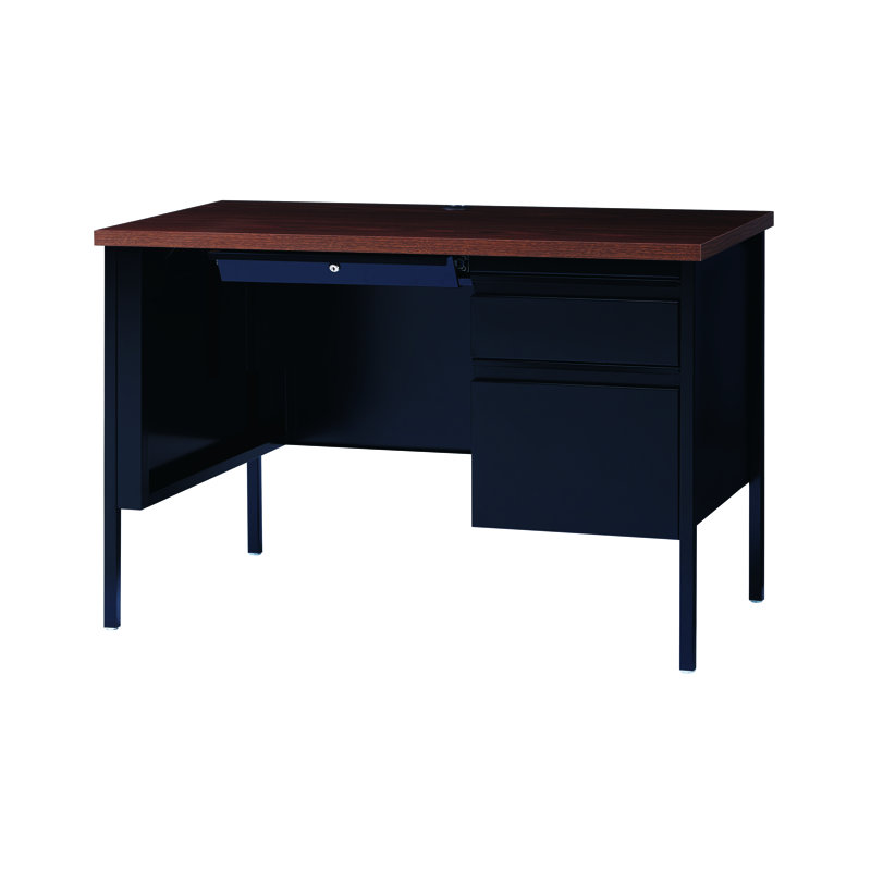 Metal Base Computer Desk, Black/Walnut