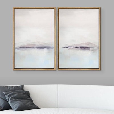 «Pastel Blue Paint Stroke Collage Abstract Shapes Minimal Decor Artwork Boho Nordic Relax Zen», 2 pièces