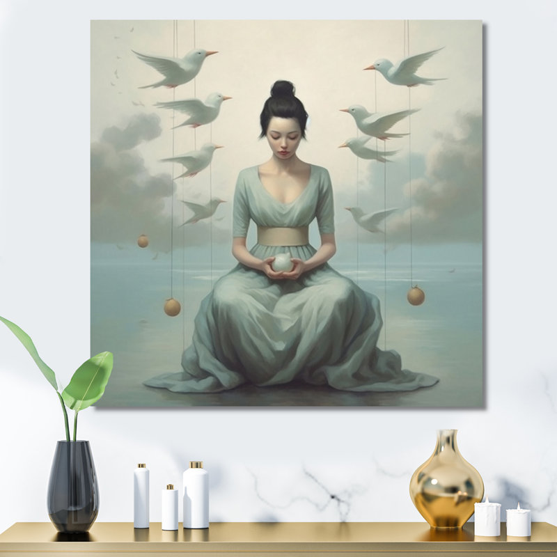 Mindfulness Gracieuse femme, méditation sur toile, H 36 po x l 36 po x P 1,5 po, Toile tendue