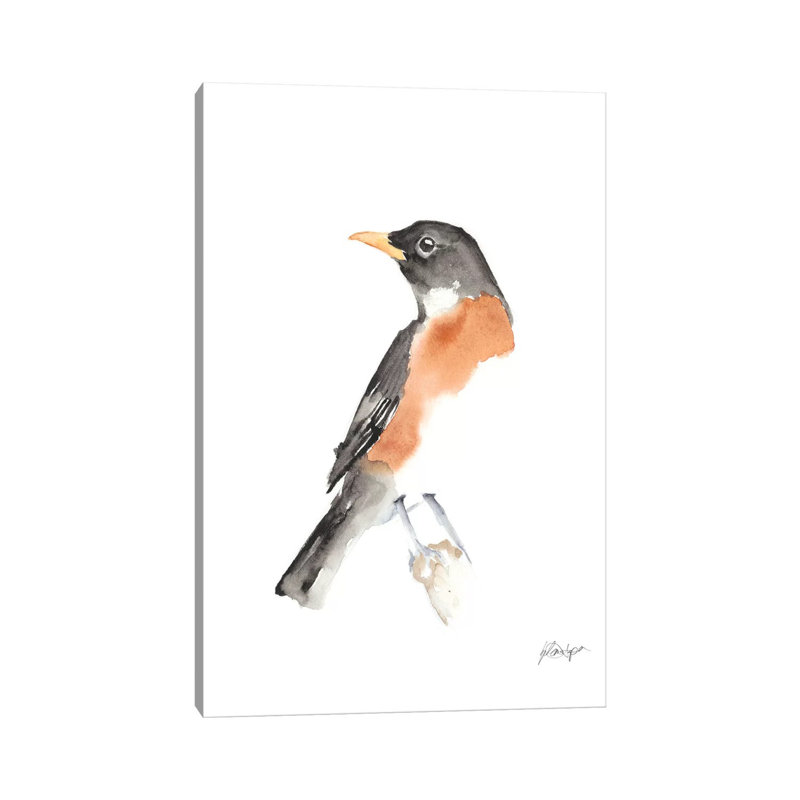 «Watercolor Songbirds IV» par Ethan Harper - reproduction d'art, H 18 po x l 12 po x 1,5 po, Toile tendue, Pas de tapis