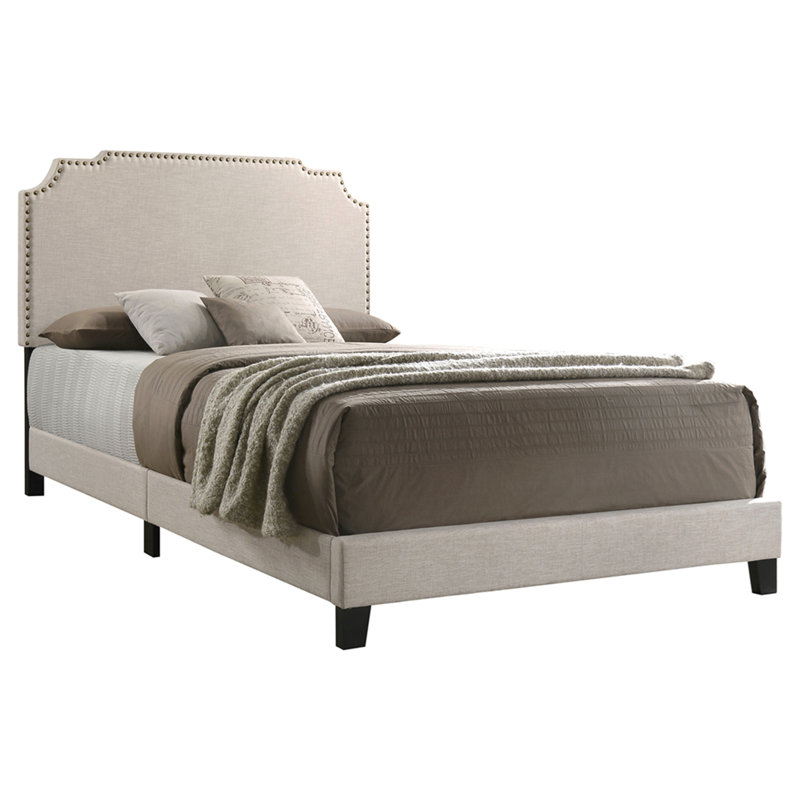 Copper Beige Upholstered Eastern King Panel Bed