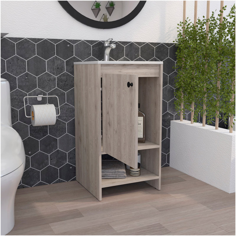 Armoire de meuble-lavabo autoportante à 1 tablette Westbury - gris clair, Gris clair