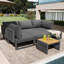 5-Position Adjustable Outdoor Sofa Set With High-Density Cushions & Wood-Look Table