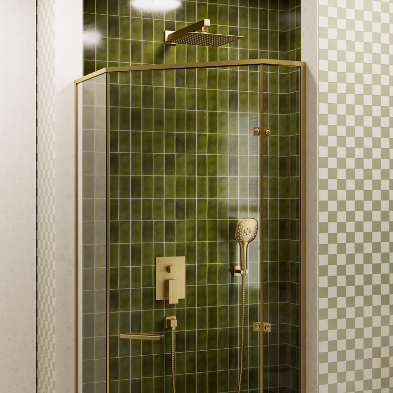 Système de douche Crozet à pression équilibrée avec pomme de douche à pluie de 10 pouces et douchette à 3 jets (valve incluse)