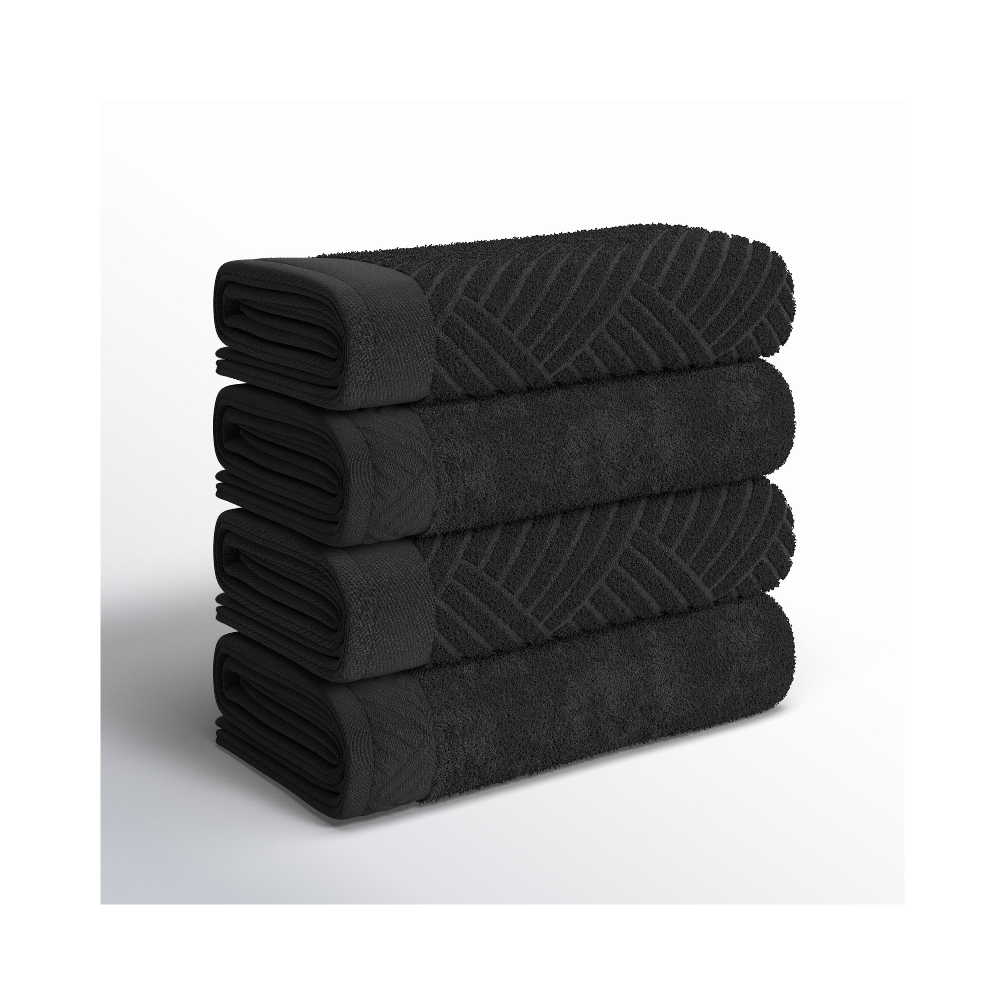 Osterley Certified Egyptian Cotton Jacquard And Solid Bath Towels, Black