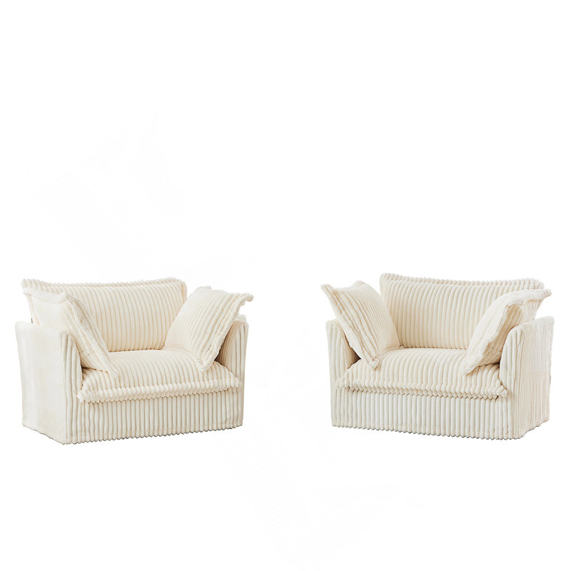Nickolas Accent Chairs, Cream Corduroy