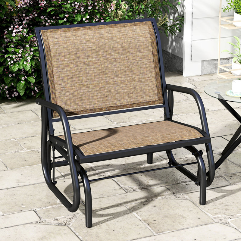Fauteuil oscillant respirant en filet avec structure en métal et tissu d'extérieur de qualité extérieure brun