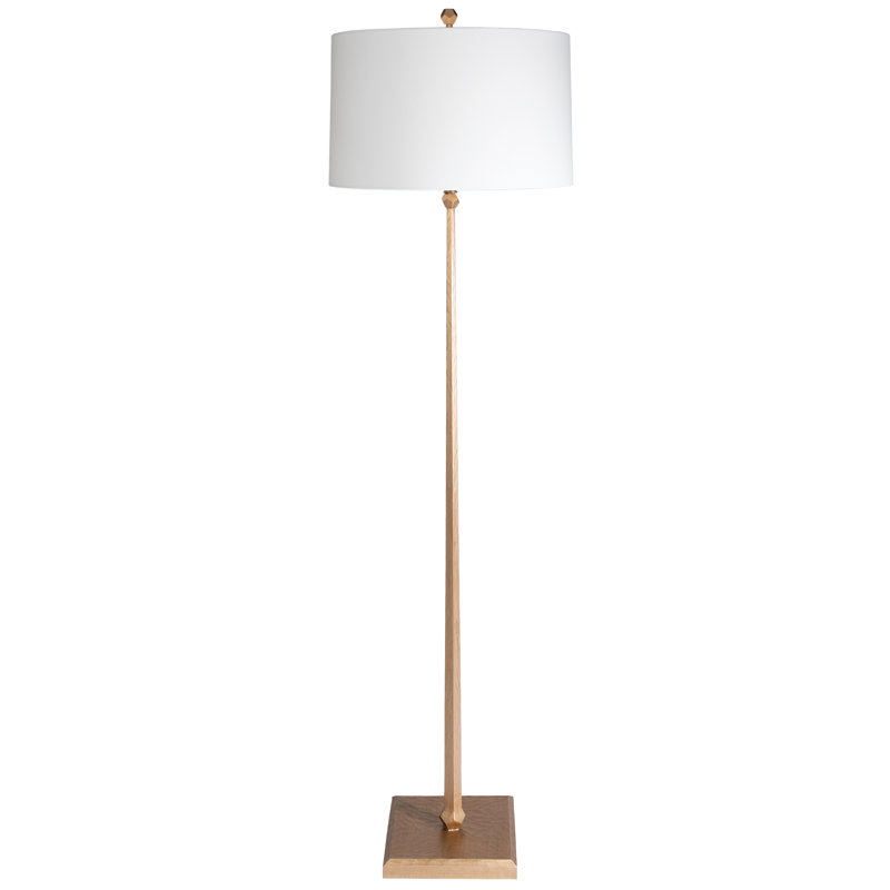 69.5'' Traditional Floor Lamp, Gilded Iron, White