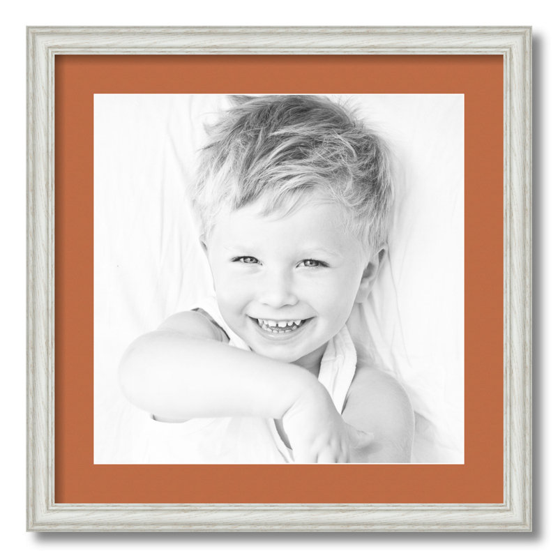 Wood Matte Picture Frame with Mat, Red Orange