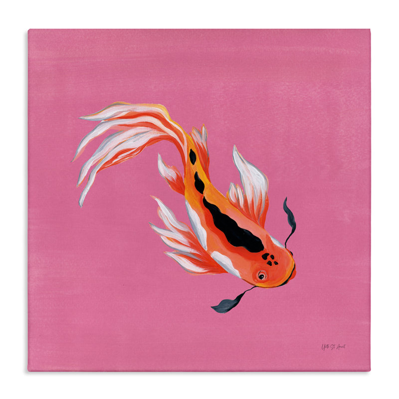 Toile de poisson Koi rose vibrante, conception par Yvette St. Amant, H 30 po x l 30 po