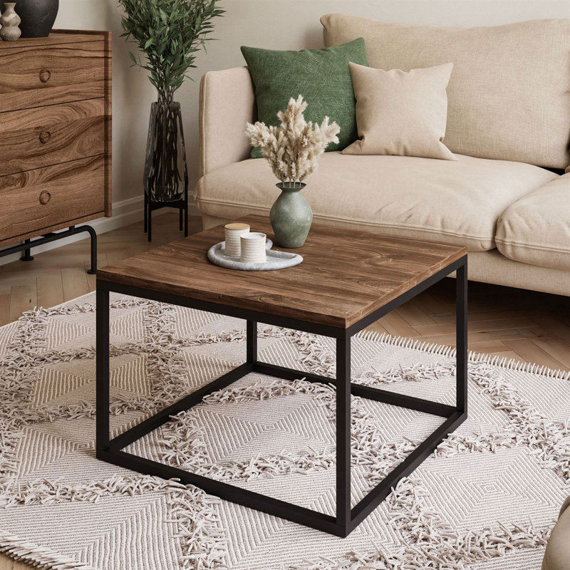 Hayden-James Coffee Table, 36cm H x 60cm L x 60cm W, Stirling Oak/Black, Black