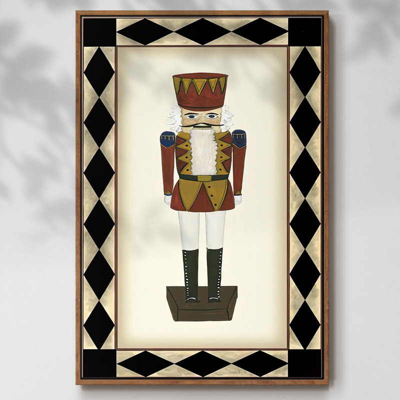 " Nutcracker ", 25" H x 17" W x 1.5" D, Walnut Floater Framed