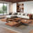 Square Marble Veneer Coffee Table Sliding Top With Storage-1709569889