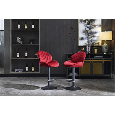 Bar Stools Set Of 2 - Adjustable Barstools With Back And Footrest