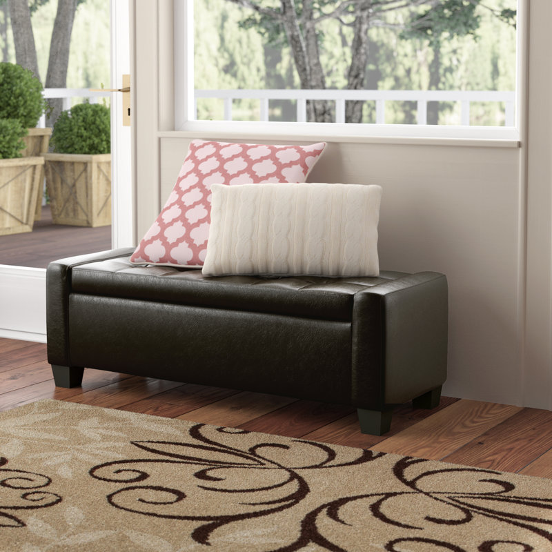 Kaimilani Faux Leather Ottoman, Dark Brown Faux Leather