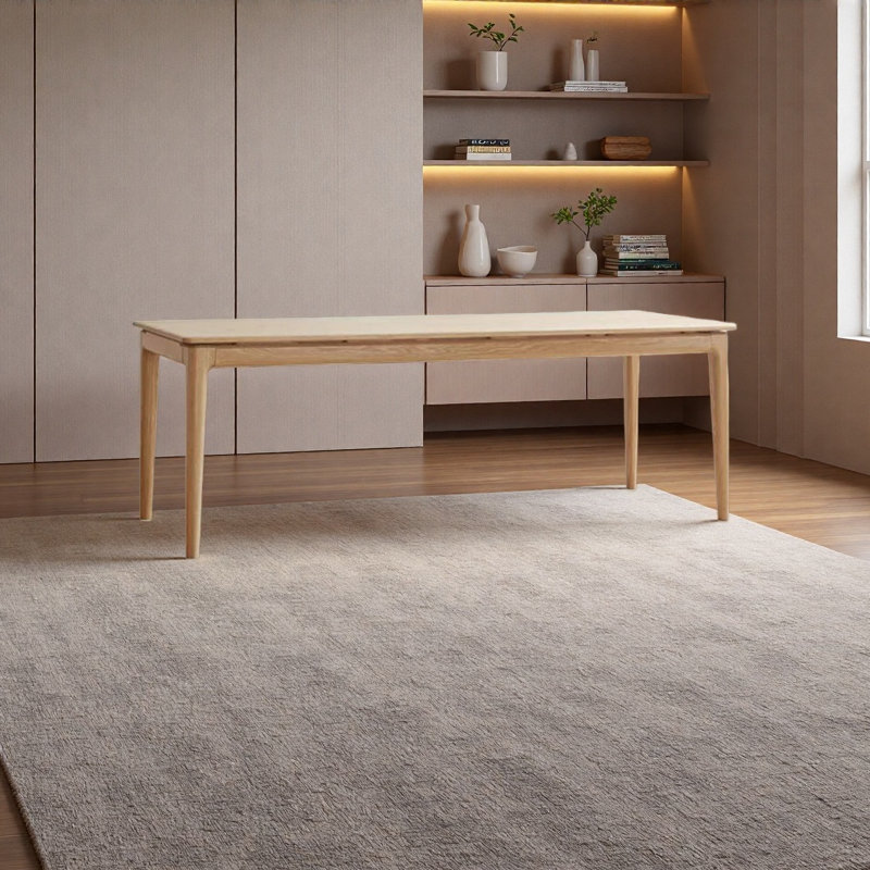 Bureau avec rails en bois massif lisse, H 29,72 po x l 86,61 po x P 31,49 po, Bois naturel