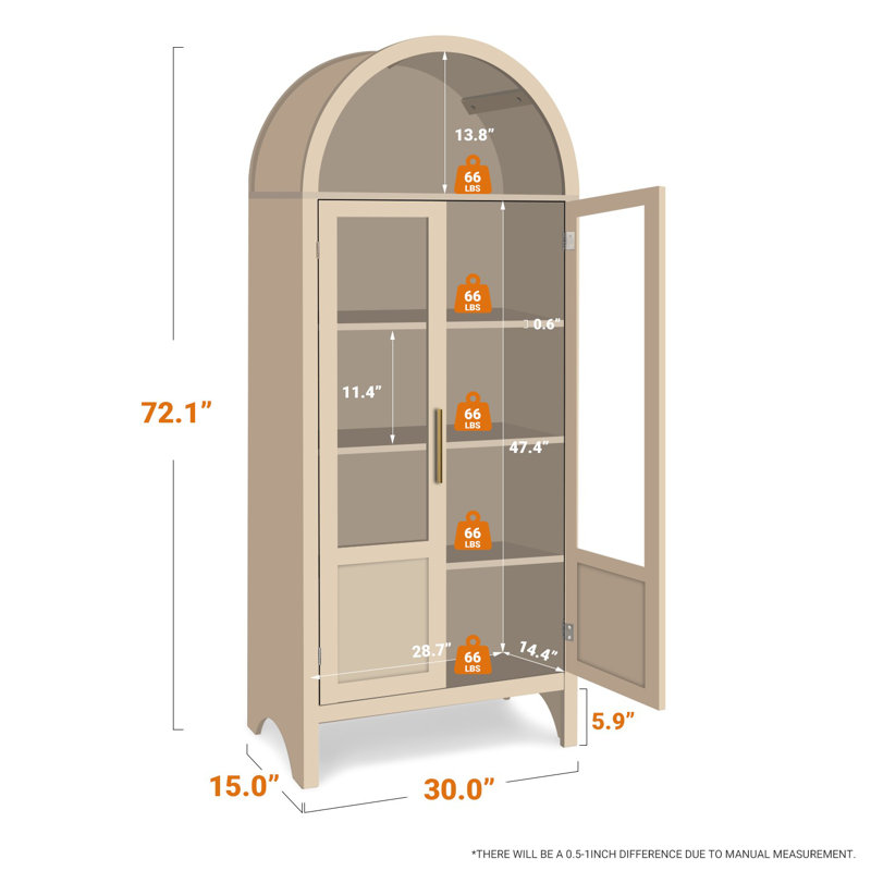 72 po de hauteur avec garde-manger arqué de 72 po, garde-manger moderne avec tablettes ouvertes, Naturel